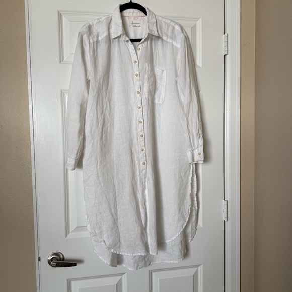 By Anthropologie Button Down Linen Tunic Shirt Size XS - Picture 4 of 13